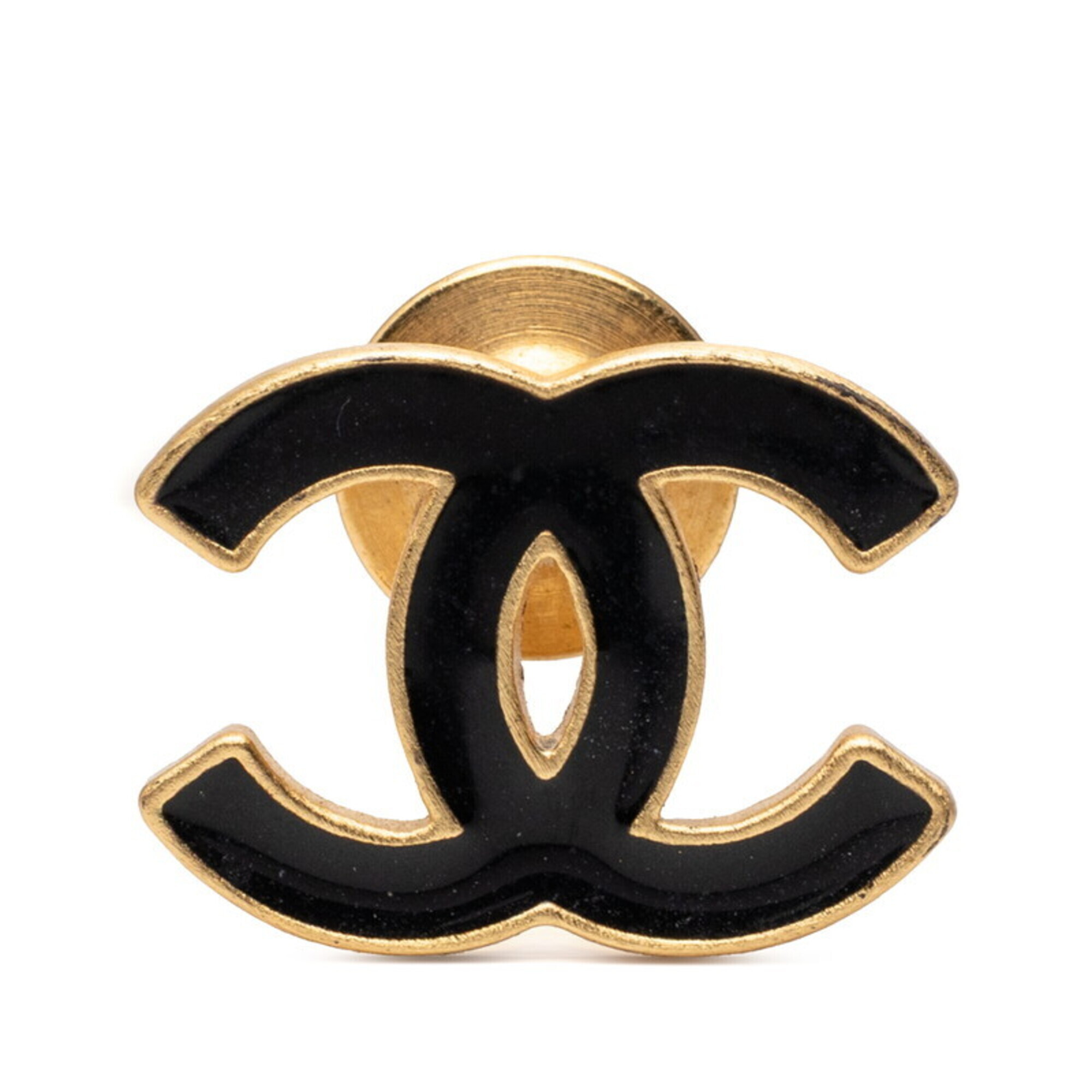 Chanel Coco Mark Brooch Pin 02a Gold Black Plated Gp Women's Chanel